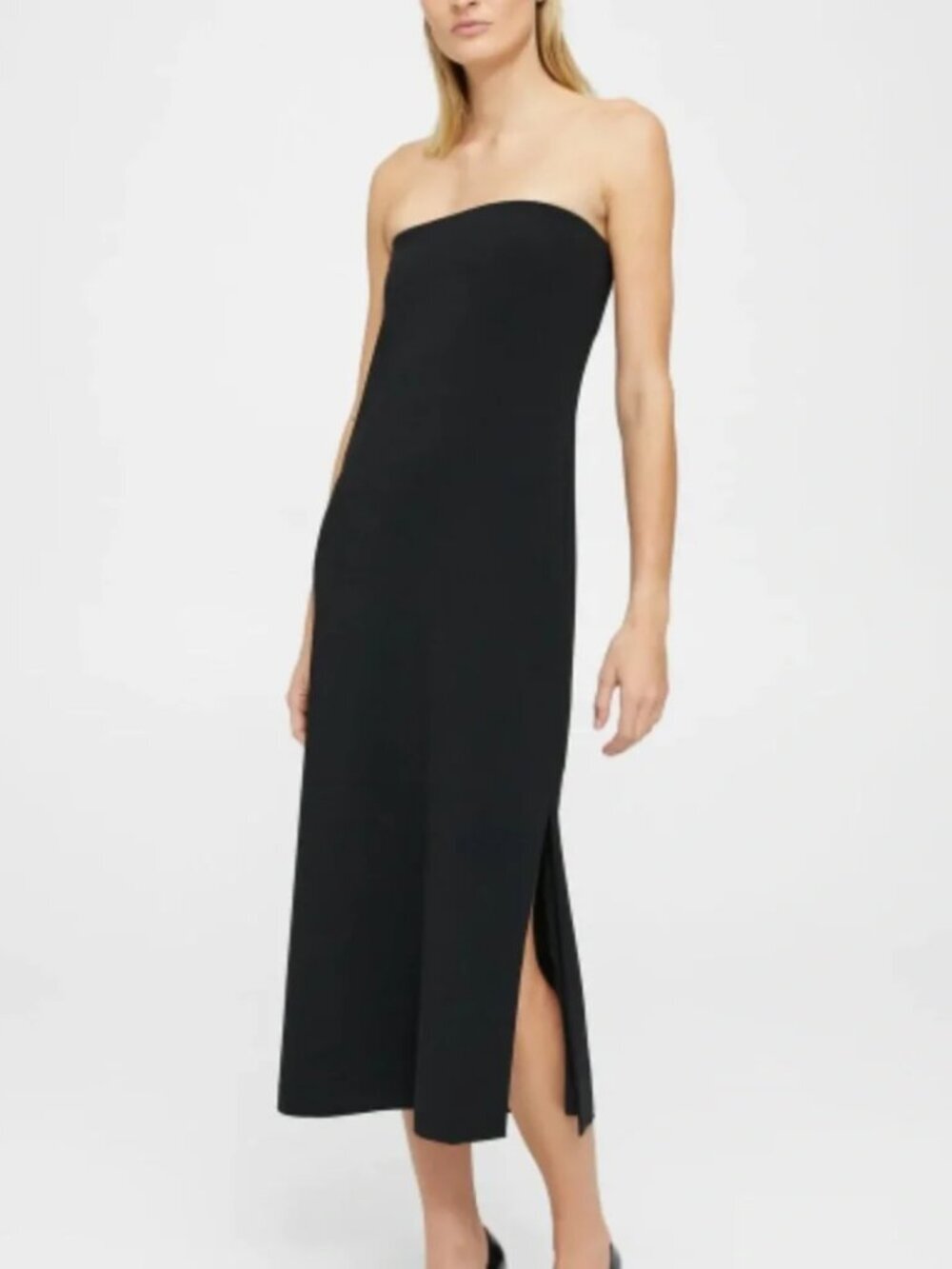Theory Classic Strapless Shift Midi Dress Size 8 NWT Black